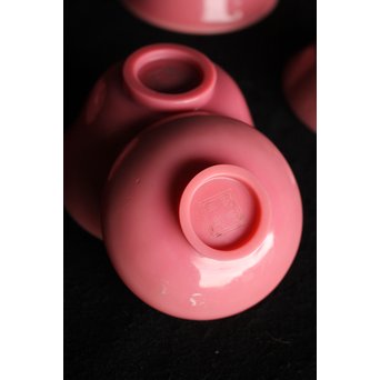 乾隆ガラス 桃色碗5客　Y010 