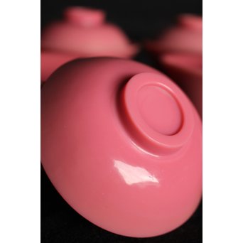 乾隆ガラス 桃色碗5客　Y010 