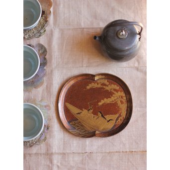 梨地蒔絵 茶銚敷/急須台　Q034 