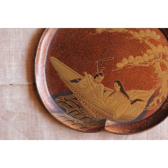 梨地蒔絵 茶銚敷/急須台　Q034 