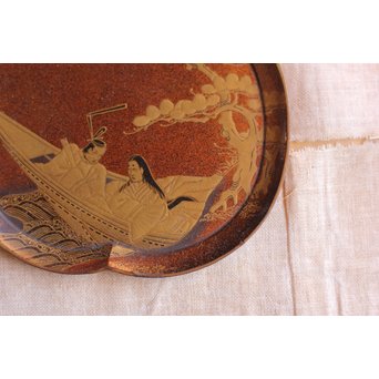 梨地蒔絵 茶銚敷/急須台　Q034 