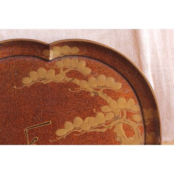 梨地蒔絵 茶銚敷/急須台　Q034 