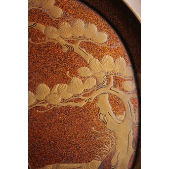 梨地蒔絵 茶銚敷/急須台　Q034 