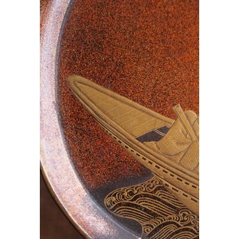 梨地蒔絵 茶銚敷/急須台　Q034 