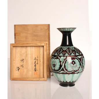 太田博明 尚美堂 純銀地七宝花瓶　Y011