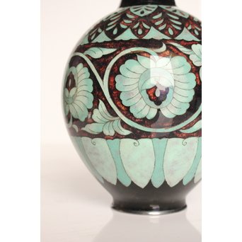 太田博明 尚美堂 純銀地七宝花瓶　Y011 