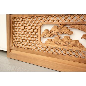 七宝組子と木彫の欄間 2枚1組　R2382 