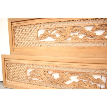 七宝組子と木彫の欄間 2枚1組　R2382 