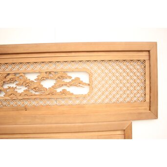 七宝組子と木彫の欄間 2枚1組　R2382 