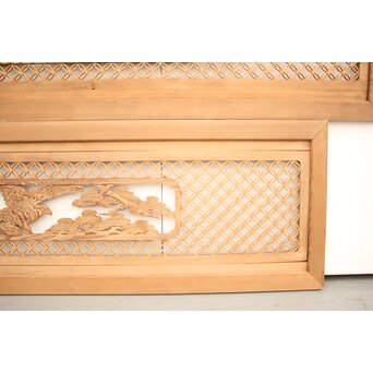 七宝組子と木彫の欄間 2枚1組　R2382 