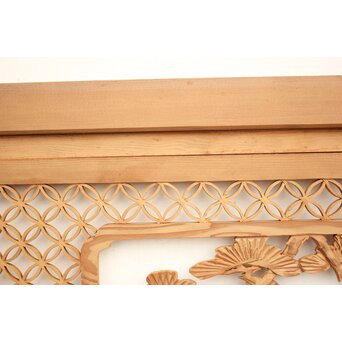 七宝組子と木彫の欄間 2枚1組　R2382 