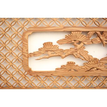 七宝組子と木彫の欄間 2枚1組　R2382 