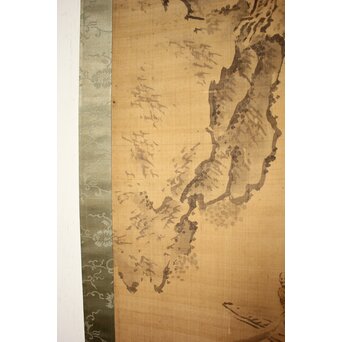 倣 岸駒 絹本 山水掛軸　Z062 