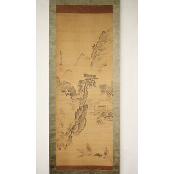 倣 岸駒 絹本 山水掛軸　Z062