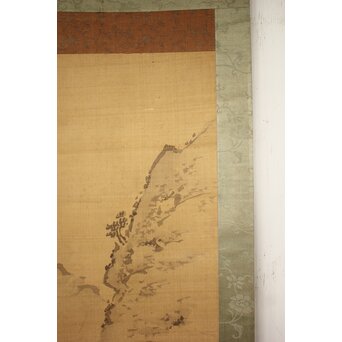 倣 岸駒 絹本 山水掛軸　Z062 
