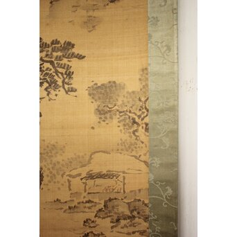 倣 岸駒 絹本 山水掛軸　Z062 