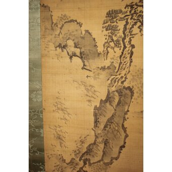倣 岸駒 絹本 山水掛軸　Z062 