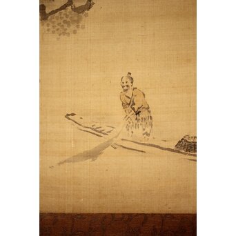 倣 岸駒 絹本 山水掛軸　Z062 