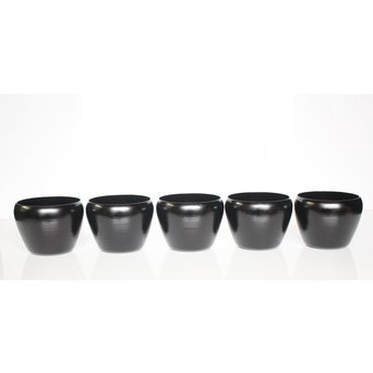 角有伊 輪島塗だるま椀 黒塗 五客　Q038