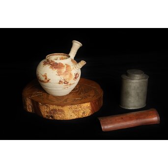 初代 三浦竹泉 赤壁図 茶瓶/茶銚　P092 