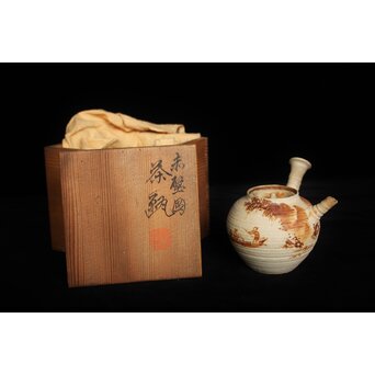 初代 三浦竹泉 赤壁図 茶瓶/茶銚　P092 