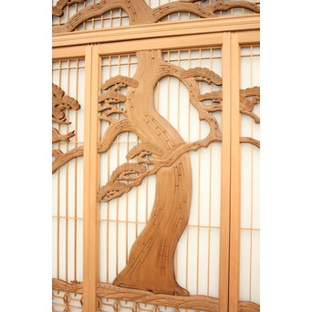 鶴松木彫 書院欄間5枚1組　R2391 