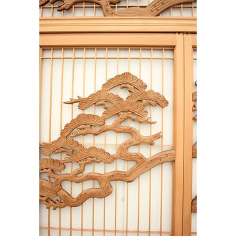 鶴松木彫 書院欄間5枚1組　R2391 