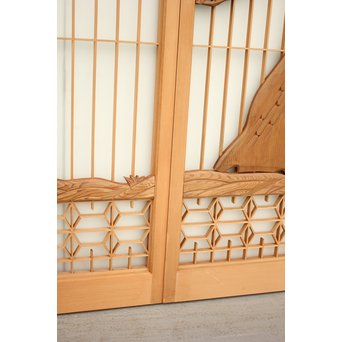 鶴松木彫 書院欄間5枚1組　R2391 