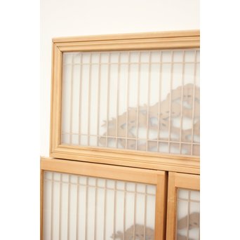 鶴松木彫 書院欄間5枚1組　R2391 