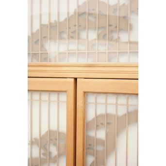 鶴松木彫 書院欄間5枚1組　R2391 