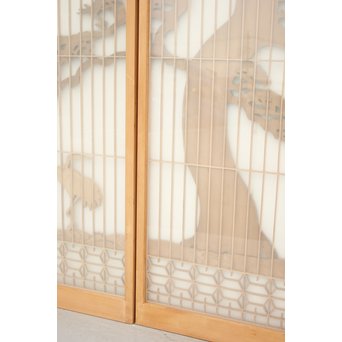 鶴松木彫 書院欄間5枚1組　R2391 