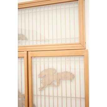 鶴松木彫 書院欄間5枚1組　R2391 