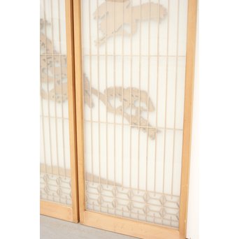 鶴松木彫 書院欄間5枚1組　R2391 