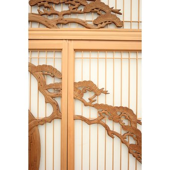 鶴松木彫 書院欄間5枚1組　R2391 