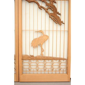 鶴松木彫 書院欄間5枚1組　R2391 