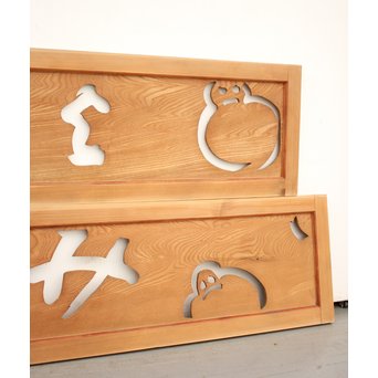 雪だるまの透かし欄間 2枚1組　R2394Y 