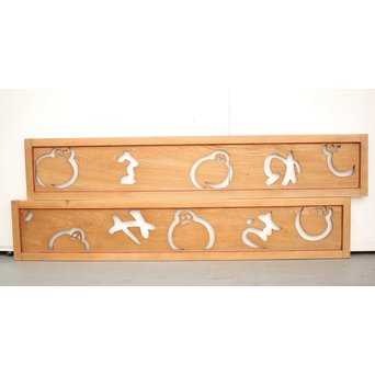 雪だるまの透かし欄間 2枚1組　R2394Y 