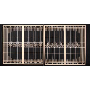 デッドストック 白木建具部材 桐組子書院 4枚1組　R2401