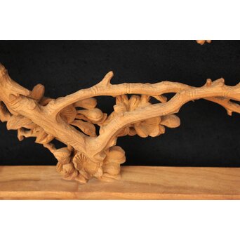 大島五雲 井波彫刻大作 桜と木蓮 2枚1組　X090Y 