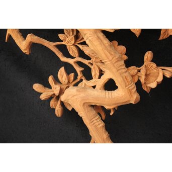 大島五雲 井波彫刻大作 桜と木蓮 2枚1組　X090Y 