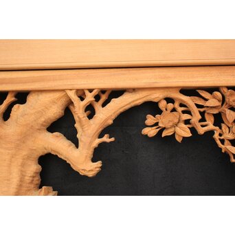 大島五雲 井波彫刻大作 桜と木蓮 2枚1組　X090Y 