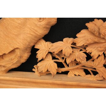 大島五雲 井波彫刻大作 桜と木蓮 2枚1組　X090Y 