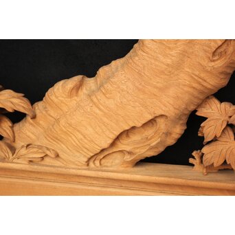 大島五雲 井波彫刻大作 桜と木蓮 2枚1組　X090Y 