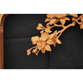 大島五雲 井波彫刻大作 桜と木蓮 2枚1組　X090Y 