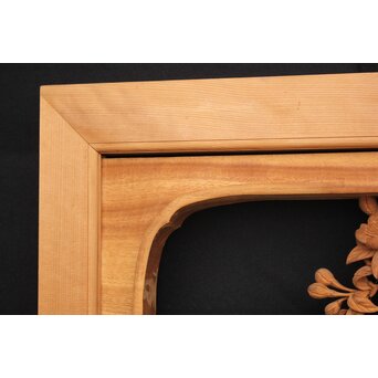 大島五雲 井波彫刻大作 桜と木蓮 2枚1組　X090Y 