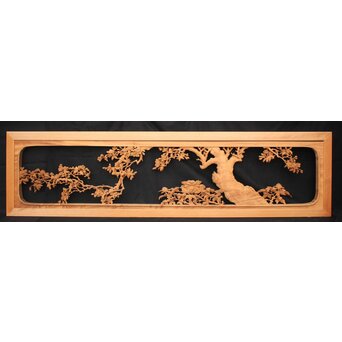 大島五雲 井波彫刻大作 桜と木蓮 2枚1組　X090Y 