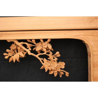 大島五雲 井波彫刻大作 桜と木蓮 2枚1組　X090Y 