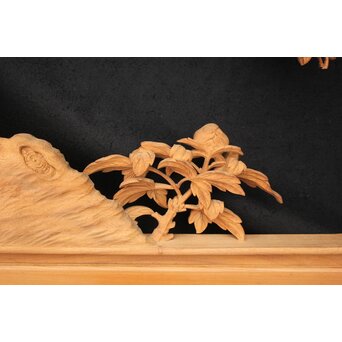 大島五雲 井波彫刻大作 桜と木蓮 2枚1組　X090Y 