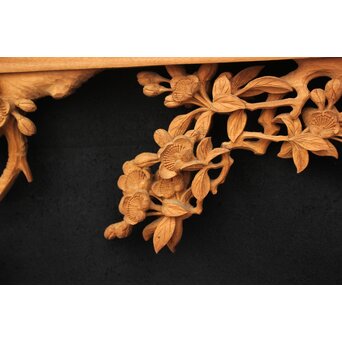 大島五雲 井波彫刻大作 桜と木蓮 2枚1組　X090Y 