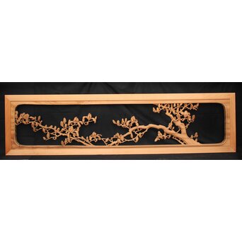 大島五雲 井波彫刻大作 桜と木蓮 2枚1組　X090Y 